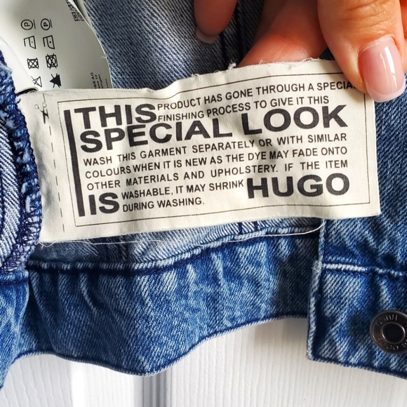 NWT Women's Hugo Boss Gelise Crop Blue Denim Jacket Size XL - Picture 11 of 15